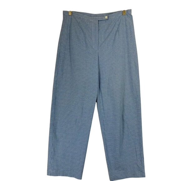 Gingham Blue & white  Check Cropped Picnic PANTS Size 8 petites Talbot - Picture 1 of 16